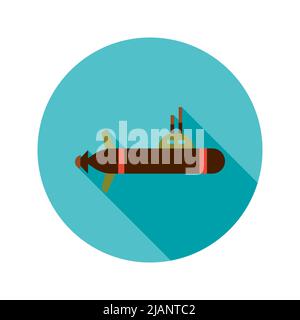 Submarine Circle Icon Stock Vector