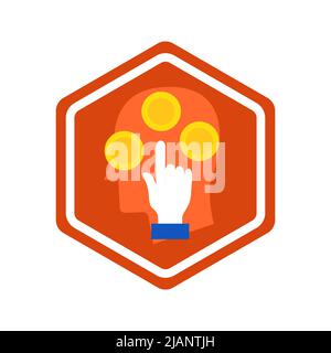 Mind Money Hexagonal Icon Stock Vector