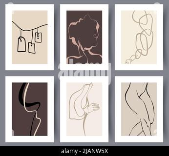 Modern printable art wall poster set Stock Vector