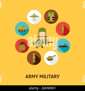 Army Military Concept Icons Stock Vector