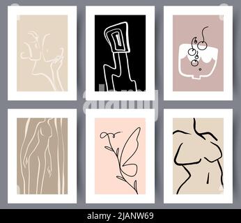 Printable modern minimalistic artworks set  Stock Vector