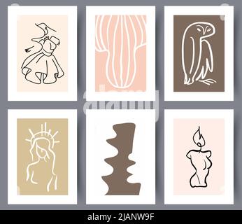 Printable abstract art wall posters set Stock Vector