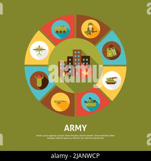Army Concept Icons Stock Vector