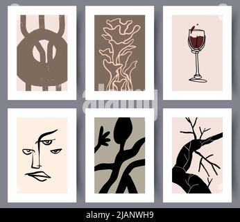 Abstract modern printable artworks bundle  Stock Vector