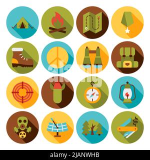 War Military Flat Icons Stock Vector