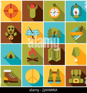 War Military Colorful Icons Stock Vector