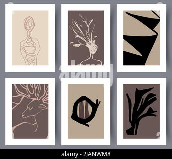 Abstract printable art wall designs set Stock Vector