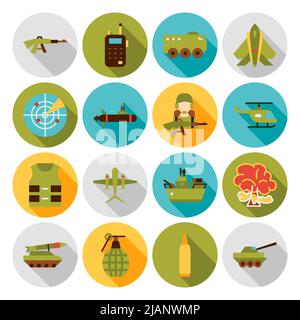Military Army Flat Icons Stock Vector