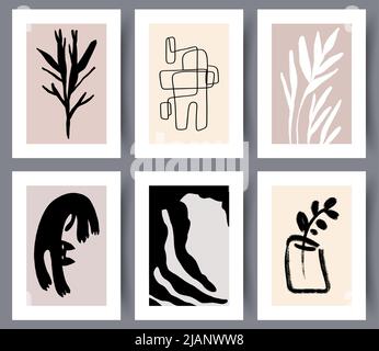 Modern art wall posters set Stock Vector