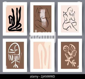 Set of modern abstract printable artworks  Stock Vector