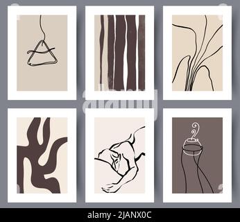 Set of abstract neutral printable artworks  Stock Vector
