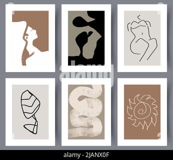 Printable abstract art wall set Stock Vector