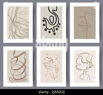 Simple abstract art wall posters set Stock Vector
