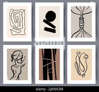 Abstract minimalistic Nordic artworks  Stock Vector