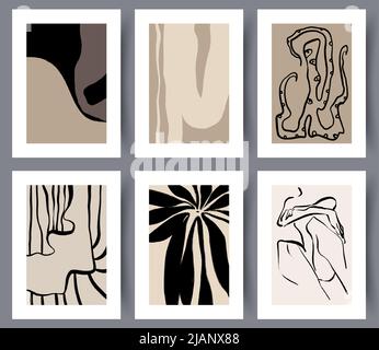 Minimalistic hand drawn artworks set for print  Stock Vector