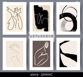 Set of simple abstract art wall posters  Stock Vector