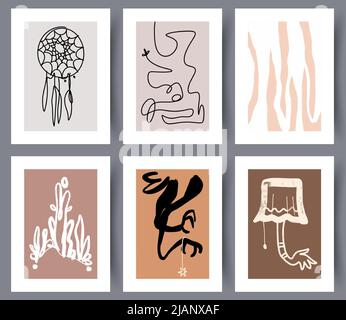 Abstract printable art wall posters set  Stock Vector