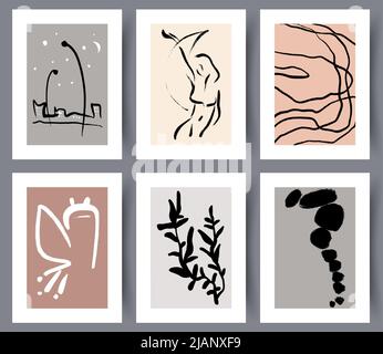 Abstract modern art wall designs set Stock Vector