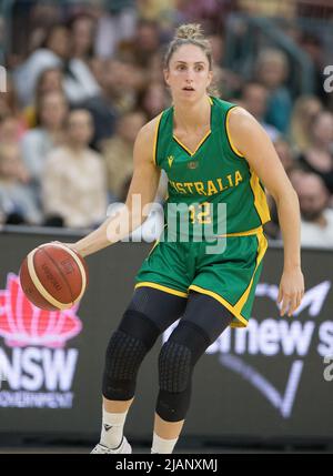 Newcastle, Australia. 31st May, 2022. Rebecca Cole of Australia Women's Basketball Team seen in action during Game 3 of the Friendly International Women Series match between Australia Women's Basketball Team against the Japan Women's Basketball Team at The Newcastle Entertainment Centre. Final score; Australia 67:69 Japan. (Photo by Luis Veniegra/SOPA Images/Sipa USA) Credit: Sipa USA/Alamy Live News Stock Photo