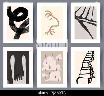 Minimalistic abstract artworks for print set Stock Vector