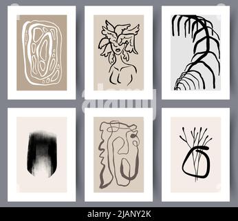 Printable Scandinavian wall art set  Stock Vector