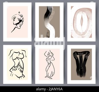 Modern abstract printable artworks set  Stock Vector