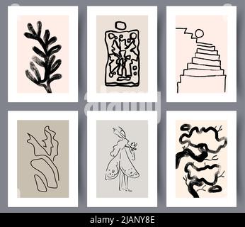 Printable art wall decorations set  Stock Vector