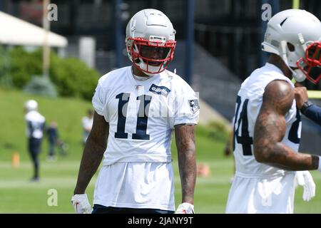 Foxborough, Massachusetts, USA. 31st May, 2022. MA, USA; New England Patriots wide receiver DeVante Parker (11) at the team's OTA at Gillette Stadium, in Foxborough, Massachusetts. Eric Canha/CSM/Alamy Live News Stock Photo