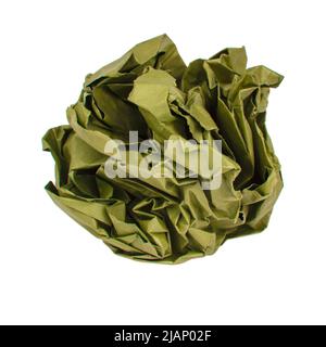 Crumpled brown paper ball isolated on the white background Stock Photo