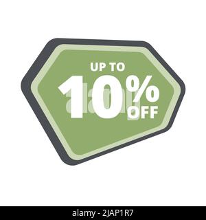 Up to 10 percentage off special offer. Vector colorful sale banner, discount, sticker, sign, icon, label. Hot offer coupon up to 10 percentage off Stock Vector