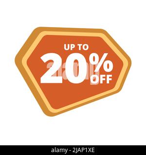 Up to 20 percentage off special offer. Vector colorful sale banner, discount, sticker, sign, icon, label. Hot offer coupon up to 20 percentage off Stock Vector
