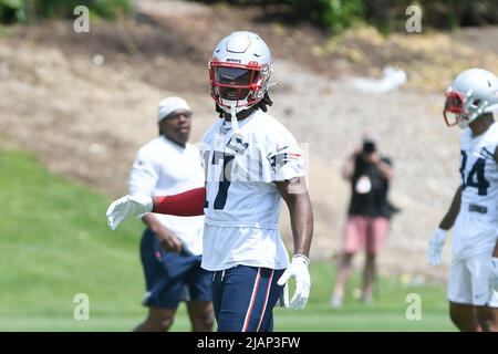 Foxborough, Massachusetts, USA. 31st May, 2022. MA, USA; New England Patriots wide receiver Kristian Wilkerson (17) at the team's OTA at Gillette Stadium, in Foxborough, Massachusetts. Eric Canha/CSM/Alamy Live News Stock Photo