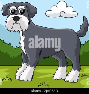 Schnauzer Dog Colored Cartoon Illustration Stock Vector