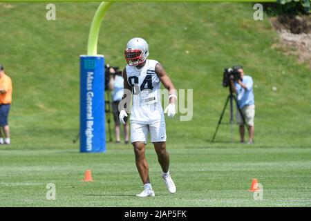 Foxborough, Massachusetts, USA. 31st May, 2022. MA, USA; New England Patriots wide receiver Kendrick Bourne (84) at the team's OTA at Gillette Stadium, in Foxborough, Massachusetts. Eric Canha/CSM/Alamy Live News Stock Photo