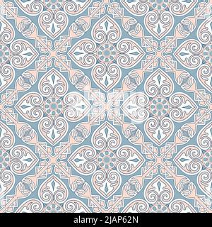 Abstract floral seamless pattern. Mosaic floral diagonal tile ornamental background. Muslim ornament in arab orient style Stock Vector