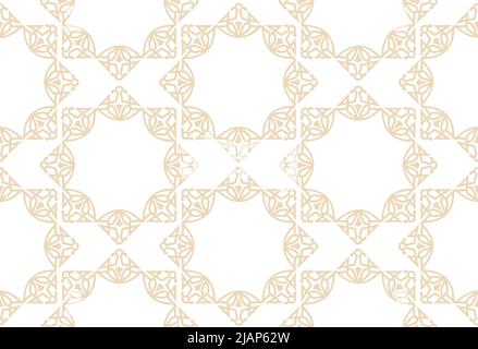 Abstract seamless pattern. Mosaic floral diagonal tile ornamental background. Muslim line ornament in arab orient style Stock Vector