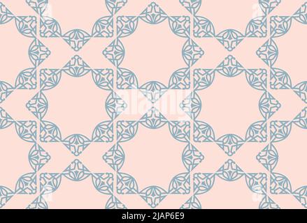Abstract seamless pattern. Mosaic floral diagonal tile ornamental background. Muslim line ornament in arab orient style Stock Vector