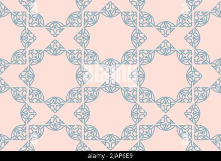 Abstract seamless pattern. Mosaic floral diagonal tile ornamental background. Muslim line ornament in arab orient style Stock Vector