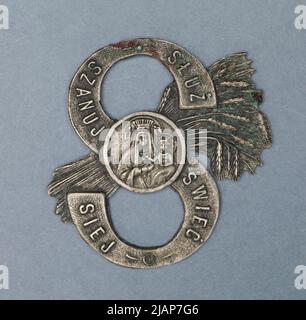 Commemorative badge graduates of the female household and agricultural seminary in Snopków near Lviv Stock Photo