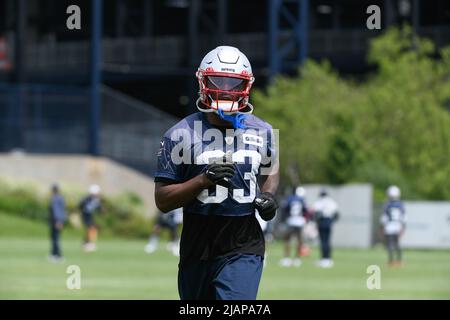 Foxborough, Massachusetts, USA. 31st May, 2022. MA, USA; New England Patriots cornerback Joejuan Williams (33) at the team's OTA at Gillette Stadium, in Foxborough, Massachusetts. Eric Canha/CSM/Alamy Live News Stock Photo