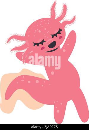 flat happy axolotl design Stock Vector