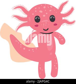 flat cute pink axolotl Stock Vector