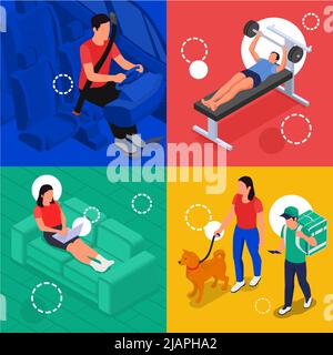 Physical activity isometric 2x2 set with active and sedentary living ...