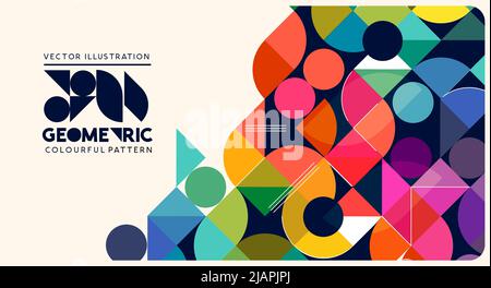 Colourful geometric shapes and pattern background layout. Vector illustration Stock Vector