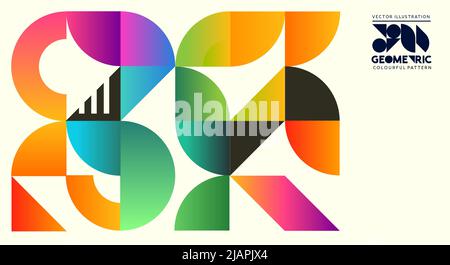 Colorful gradient geometric shapes pattern layout. Vector illustration. Stock Vector