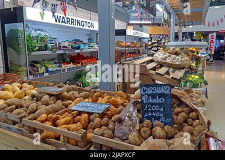 Veg stall, Warrington New Market, 2 Time Square,Cheshire,England,UK, WA1 2NT Stock Photo