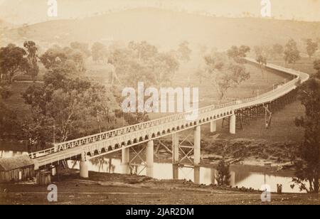 Prince Albert Road Bridge, Murrumbidgee River, Gundagai, New South Wales, 1877 Stock Photo