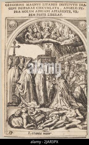 St Gregory I the Great (ca. 540 Rome – 604 Rome) during the propitiatory procession for the liberation of Rome from the plague unknown Stock Photo