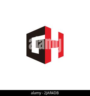 letter gh simple 3d box flat shape logo vector Stock Vector