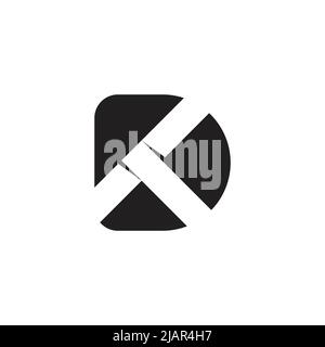 letter dk simple geometric negative space logo vector Stock Vector